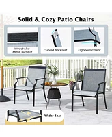 Costway 2 Piece Patio Dining Chairs Large Outdoor with Breathable Seat & Metal Frame