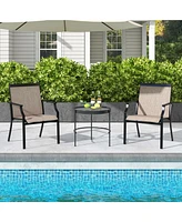 Costway 2 Piece Patio Dining Chairs Large Outdoor Chairs with Breathable Seat & Metal Frame