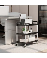 Costway 3-Shelf Service Cart Aluminum Frame 490lbs Capacity with Casters & Handles