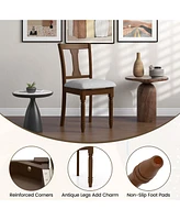 2 Pcs Wood Chair Antique Upholstered Chair with Storage Space