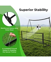 Costway 2-in-1 Portable Soccer Trainer with Carrying Bag to Enhance Soccer Passing Skill