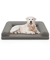 Costway Orthopedic Dog Bed Medium Small Dogs with 3-Side Bolster Non-Slip Bottom Zippers