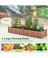 Costway Wooden Raised Garden Bed Outdoor Rectangular Planter Box with Drainage Holes