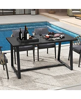 Costway 63" Large Dining Table for 4-6 People with Heavy-duty Metal Frame Modern