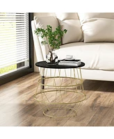 Costway Round Side End Coffee Sofa Table Nightstand with Storage Space Removable Top