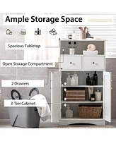 Costway Bathroom Floor Cabinet Freestanding Storage Cabinet with 2 Doors