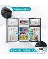 3.2 Cu.Ft Mini Refrigerator with Freezer Compact Fridge with 2 Reversible Door