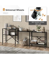 5-Tier Foldable Storage Shelves Adjustable Collapsible Organizer Rack with Wheels