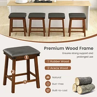 24'' Dining Bar Stool Set of 2 Counter Height Padded Seat Wood Frame Kitchen