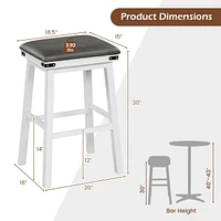 30'' Dining Bar Stool Set of 2 Pub Height Padded Seat Wood Frame Kitchen