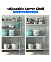 48'' 2-Tier Over shelf for Prep & Worktable Stainless Steel Adjustable Lower Shelf