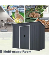 3.6' x 7.1' Outside Garden Storage Shed Tool House with Ground Foundation Frame