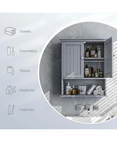 Costway Bathroom Wall Cabinet Medicine Storage Organizer with Adjustable Shelf & 2 Doors