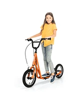 Costway Kick Scooter Carbon Steel Frame W/12'' Air Filled Wheel Youth Kids