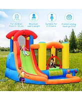 Costway Inflatable Bounce House Kid Water Splash Pool Slide Jumping Castle w/740W Blower