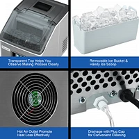 Costway 2 In 1 Ice Maker Water Dispenser Countertop 36Lbs/24H Lcd Display Portable