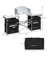 Costway Folding Portable Aluminum Camping Grill Table