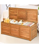 Costway 47 Gallon Deck Storage Acacia Wood Organization Toys Cushions Tools