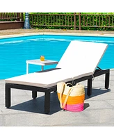 Costway Patio Lounge Chaise Cushioned Rattan Height Adjustable Garden