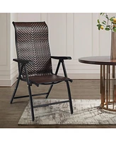 Patio Rattan Folding Chair Recliner Back Adjustable