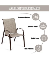 Costway 2PCS Patio Chairs Dining Chair Deck Yard W/Armrest