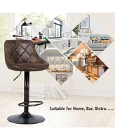 Costway Set of 2 Adjustable Bar Stools Swivel Bar Chairs Hot-stamping