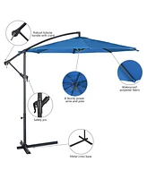 Costway 10' Hanging Umbrella Patio Sun Shade Offset Outdoor Market W/ Cross Base