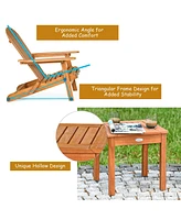 Costway 3PCS Patio Wooden Adirondack Chair Table Set Folding Seat Furniture Garden