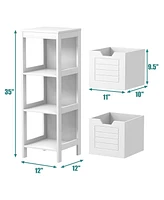 Costway Bathroom Wooden Floor Cabinet Multifunction Storage Rack Stand Organizer Bedroom