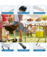 Gymax 2-in-1 Folding Fish Cleaning Table Portable Camping Table with Faucet White