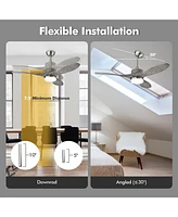 Costway 48 Inch Reversible Ceiling Fan w/ Led Light, Remote Control, 6 Speeds & 8H Timer