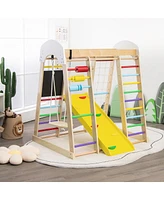 Costway Indoor Playground Climbing Gym Kids Wooden 8 in 1 Climber Playset for Children