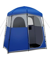 Costway Double-Room Camping Shower Toilet Tent with Floor Oversize Portable Storage Bag