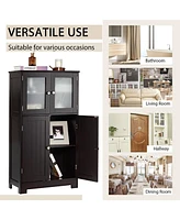 Costway Bathroom Floor Storage Cabinet Kitchen Cupboard w/Doors&Adjustable Shelf