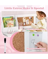 Kids Desk and Chair Set Study Writing Workstation with Bookshelf & Bulletin Board