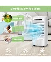 Costway 4-in-1 Evaporative Air Cooler Portable Humidifier with Timer, 3 Modes & Speeds