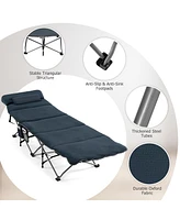 Costway Folding Retractable Travel Camping Cot w/Removable Mattress & Carry Bag