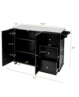 Costway Kitchen Island 2-Door Storage Cabinet Stainless Steel Top