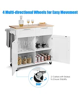 Costway Rolling Kitchen Cart Island Heavy Duty Storage Trolley Cabinet