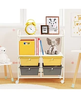 Costway Rolling Storage Cart w/4 Drawers 2 Shelves Metal Rack Shelf Utility Organizer
