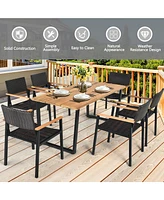 Gymax Patented 7PCS Patio Garden Dining Set Outdoor Dining Furniture Set w/ Umbrella Hole