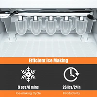 Costway Portable Ice Maker Machine Countertop 26Lbs/24H Self-cleaning
