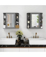 Costway Multipurpose Mount Wall Surface Bathroom Storage Cabinet Mirror