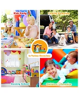 Costway Inflatable Bouncer Bounce Snow House Jump Climbing Slide w/ BallPit & tunnel