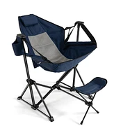 Gymax 2PCS Hammock Camping Chair w/ Retractable Footrest & Carrying Bag for Camping Navy