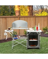 Gymax Folding Outdoor Camping Table Portable Bbq Grill Table with Storage Bag