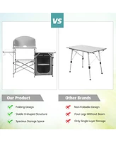 Gymax Folding Outdoor Camping Table Portable Bbq Grill Table with Storage Bag