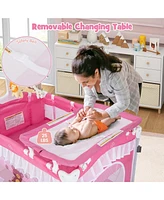 Costway Portable Baby Playpen Crib Cradle Changing Pad Mosquito Net Toys