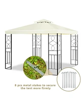 Costway 2 Tier 10'x10' Patio Gazebo Canopy Tent Steel Frame Shelter Awning