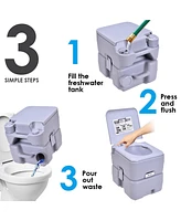 Gymax 5.3 Gallon 20L Portable Toilet Flush Travel Camping Outdoor/Indoor Potty Commode